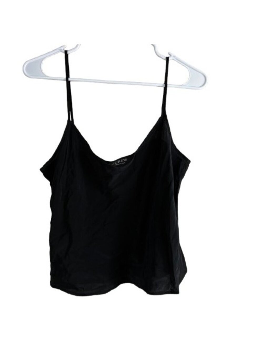 J. Crew Collection Black Satin V-neck Crop Cami Tank Sz Medium